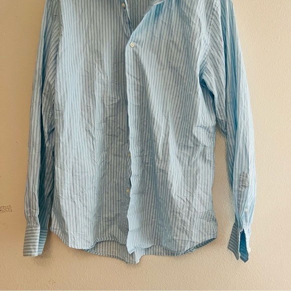 EXPRESS Men's Blue/White Striped Fitted Dress Shirt Size Large/16-16.5 - Picture 3 of 6